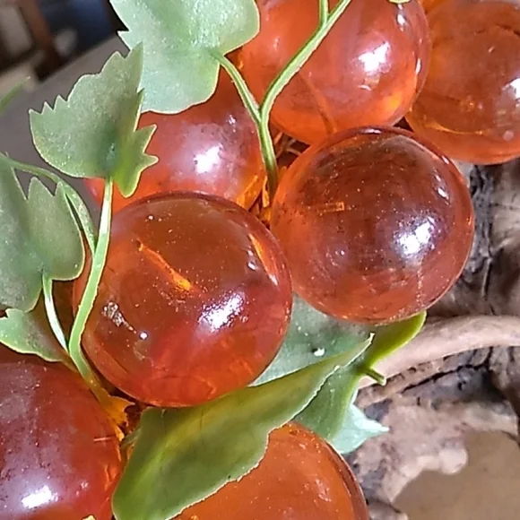 Vintage 1970s large orange lucien grapes on driftwood